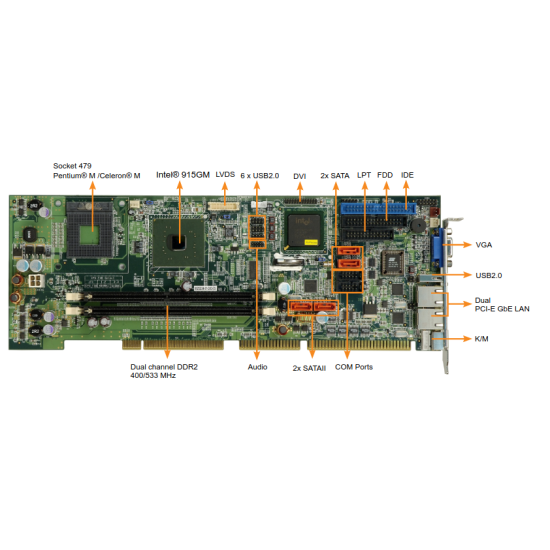 WSB-9152-R10 PICMG 1.0 CPU card